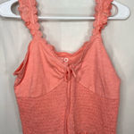 SO NEW  women’s bright pink ruffle sleeve tie stretch cropped top summer large‎ Photo 0