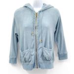 Juicy Couture Terry Cloth Y2K 2000s Zip Up Jacket Hoodie Top Blue Medium Logo Photo 0