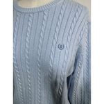 IZOD Light Blue Cable Knit Crew Neck Cotton Sweater Preppy Classic Women's Large Photo 5