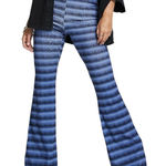 ASOS New Flare Trouser Ribbed Flared Pants Ombre Wavy Stripe Blue Multi Size 4 Photo 0