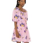 Place Nationale Pink Linen Floral Mini Dress Small Pink Photo 2