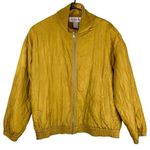 Vtg Y2K 100% Silk Satin Bomber Jacket Sz Medium Gold Yellow Photo 0