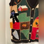 VTG 80s Cambridge Country Store Size L Christmas Sweater Vest Cotton Patchwork Black Size L Photo 2