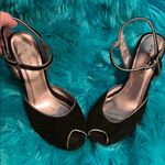 Rampage  EUC peep toe metallic and faux suede heels Photo 0