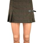 Brandy Melville  Brown Plaid Buckle Strap Pleated High Waisted Skirt Size S/M Photo 0