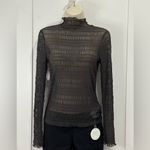 Find Me Now Second Skin Ross Mesh Top Long Sleeve Mock Neck Small Gray Edgy Chic Photo 2