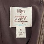 Suzi Chin For Maggy Boutique Dress Womens 6 Purple Satin Ruched Formal Cocktails Photo 6