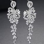 Bridal Earring Crystal With CZ Stone/ Fine Silver Plated Photo 1