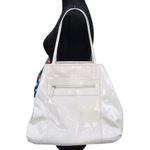 Cache Reversible Ivory Pearl Patent Leather Canvas Tropical Purse Bag NWT $175 Photo 2