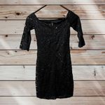 Crystal Doll Sequin Black Mini Party Club Dress Sz XS Little Black Dress Formal Photo 1