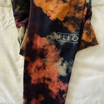 Women's FLEO Leggings S Black Orange Tie Photo 0