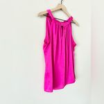 The Limited  High Neck Sleeveless Satin Blouse in Bright Pink Size L Photo 1