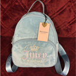 Juicy Couture  Backpack Mini Blue‎ Velvet Crown Rhinestone Embellished NWT Photo 0