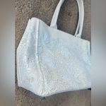Oscar de la Renta  Neiman Marcus Target Ivory Beige Floral Canvas Tote Bag Purse Photo 2