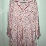 Joie  | Heart Print Button Down Long Sleeve Sleep Shirt Nightgown Sz Small Photo 0