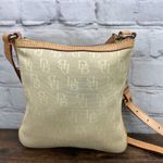 Dooney & Bourke  Monogram Canvas Leather Pale Yellow Letter Carrier Crossbody Bag Photo 1