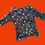 Sheer floral print embroidered crew neck blouse 🔥 Black Size undefined Photo 0