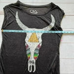 Chaser Womens cow skull Boho Tribal Aztec Graphic Print Skull Tank Top … Photo 6