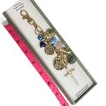 Atterri Bag Charm Stone Fresh Water Pearl Religious Cross Evil Eye Key Ring New Gold Photo 3