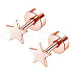 Tiny Rose Gold Star Flat Back Earrings Pink Photo 0