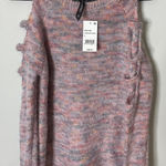 Ban Jara Women’s Lipstick Pink Cold Shoulder Sweater Pullover Small New with Tags Photo 6