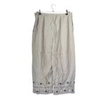 Sag Harbor Women’s  Beige Wide-Leg Pants Linen Blend with Embroidered Hem size M Photo 1