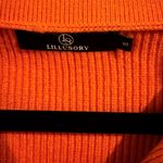 LILLUSORY Women Orange Oversized Ribbed Polo Sweater S Drop Shoulder Minimalist Photo 2