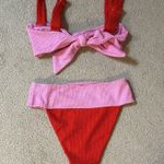 Show Me Your Mumu Pink and Red Bikini Set Photo 3