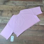 BP  | NEW Women's Pink Flower Fleece Cropped Short Sleeve Sweatshirt Sz S Photo 3