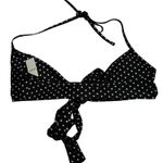 Aerie Scoop Halter Top Black Polka Dot Tie Bow Bikini Swimsuit Womens Sz M Photo 0