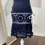 Moda International Early 2000's Rare Black Crochet Drop Waist Mermaid Dress XS Photo 1