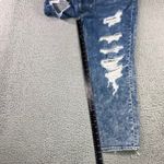 American Eagle Mom Jeans Women 16 Distressed High Rise Stretch Medium Acid Wash Blue Photo 4
