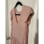 Womens Dusty Rose Pink Swiss Dot Tiered Babydoll Dress Ruffled Boho Large V Photo 1