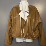 Madden NYC Jacket Womens 2XL Brown Faux Suede Sherpa Lined Open Front Cozy Size XXL Photo 0
