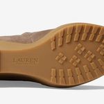 Ralph Lauren Lauren Tan Leather Wedge Booties 9.5 Faux Fur Trim Ankle Boots Photo 3