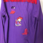 Vintage NY B’WAY purple long sleeve button down red hat society top size large Photo 12