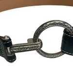 Brighton  Small Women’s Black Leather Croc Pattern Belt Hook Closure B30033 Photo 2