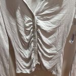 Old Navy  Womens Ribbed Ruched Button Front Collared Long Sleeve Top White Size M Photo 2