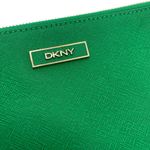 DKNY  Leather Cosmetic Pouch Green Makeup Clutch Bag Photo 2