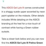 ASICS  Gel Lyte III green shaggy Suede Sneakers Size 9 Photo 12