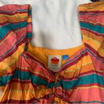 Farm Rio size XS Anthropologie rainbow Colorful Striped Midi Dress square pink Photo 4