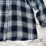 Workshop Republic Clothing Workshop 3/4 Sleeve Plaid Button Front Black & White Women 1X Grunge Goth Lumber Photo 3