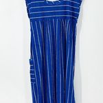 Vintage blue white striped terry cloth house dress swim cover up 80s size S Photo 2
