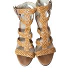 Schutz  Alycia Leather Block Heel Brown Tan Sandals Heels size 8.5 Photo 2