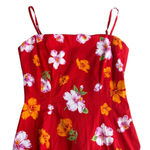 Jones New York Y2K  Red Hawaiian Hibiscus Floral Mini Dress Tropical Beach Size 4 Photo 0