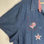 VTG Denim Shirt Embroidered Womens 3X Stars USA‎ Country Cottage Granny 90s Blue Size undefined Photo 3