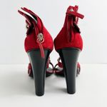 Balmain Giuseppe Zanotti For Red Suede Buckle Strappy Sandals Size 38 Photo 3
