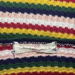 Nix & Nox Colorful Rainbow Striped Crochet Open Cardigan Duster Oversized Large Red Photo 3