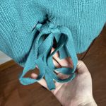 Lucky Brand  Back Lace Pullover Ribbed Knit Cotton Sweater in Sage Hue size S Photo 6