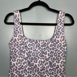 NWT Leopard Print One Piece Square Neck High Hip Swimsuit Pastel Purple Pink M Size M Photo 2